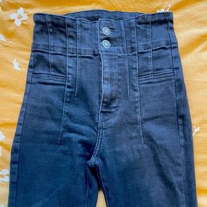 Free People High Waisted Black Jeans 25